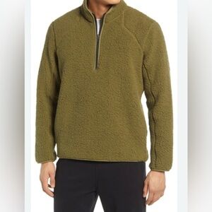 Zella Cozy Green Fleece Pullover Sz L High Pile Fleece Quarter-Zip Pullover